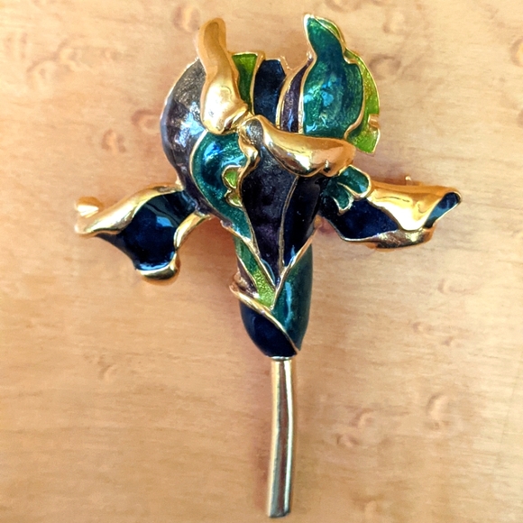 Vintage BJC Iris Brooch Pin - Picture 1 of 4